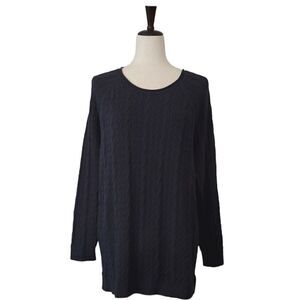 Lands' End Black Rollneck Fine Gauge Cable Knit  Pullover Sweater Size 2X